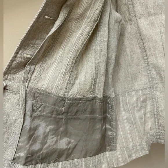 🍋Eric Alexandre Beige Linen Shirt Jacket with pockets size 42 (fits like 6) - Picture 8 of 8
